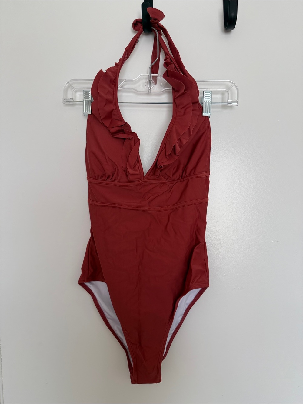 Cupshe Ruffled Halter One-Piece Swimsuit - rust